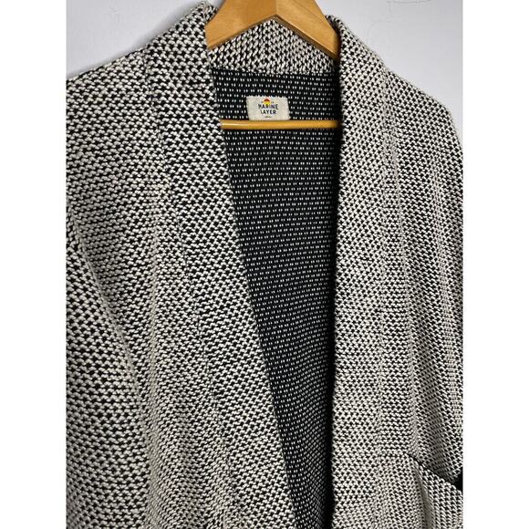 Marine Layer womens Birdseye Knit Cardigan size Small White/Black - Picture 8 of 9